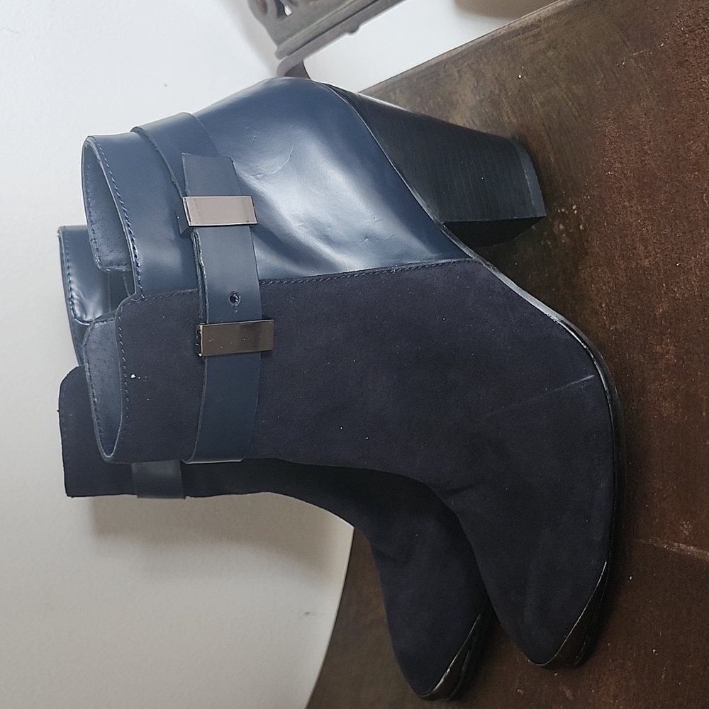 Hal Rubenstein Navy Leather Suede Ankle Boots Size 9